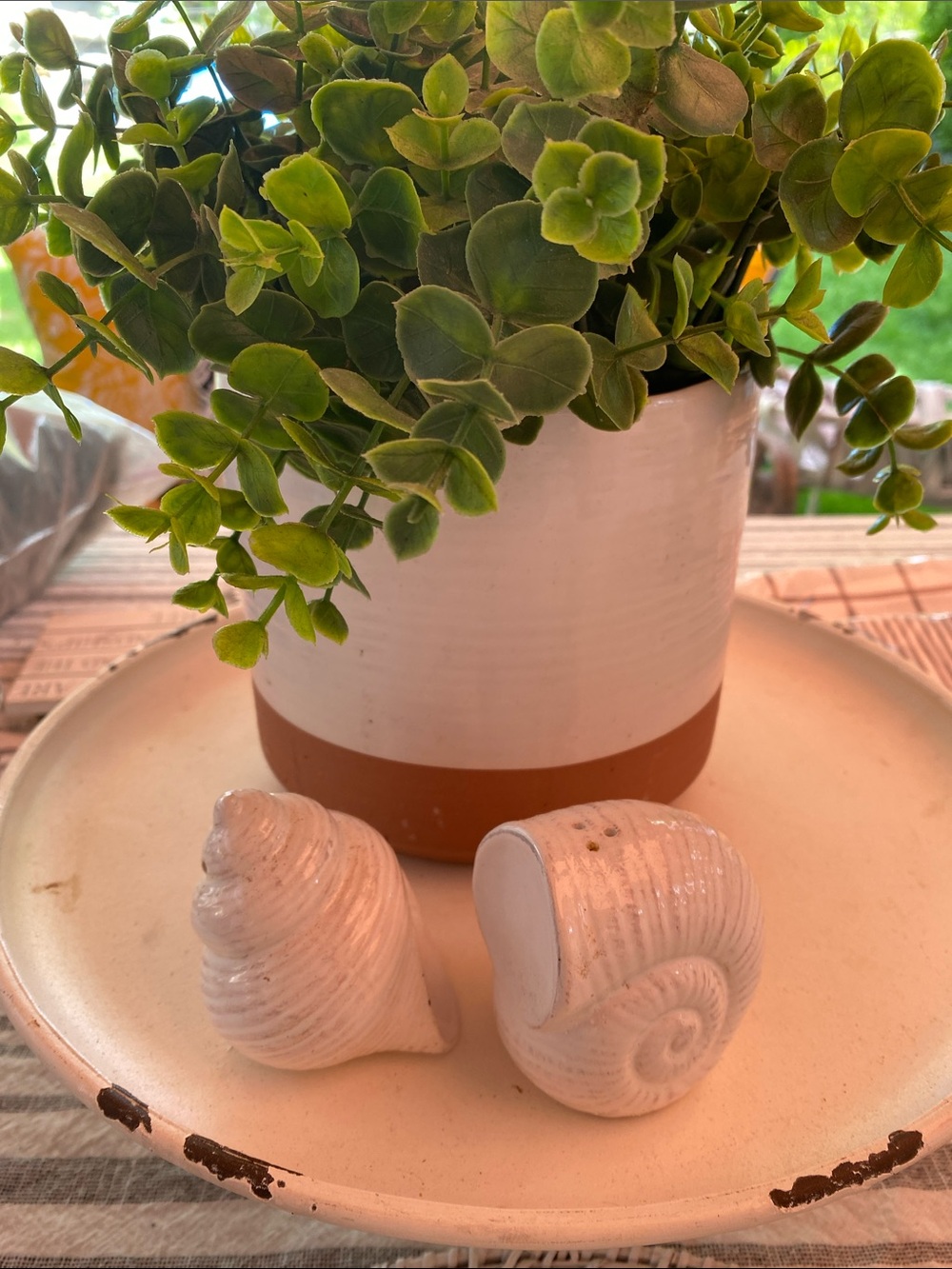White Ceramic Shell Salt and Pepper Shakers